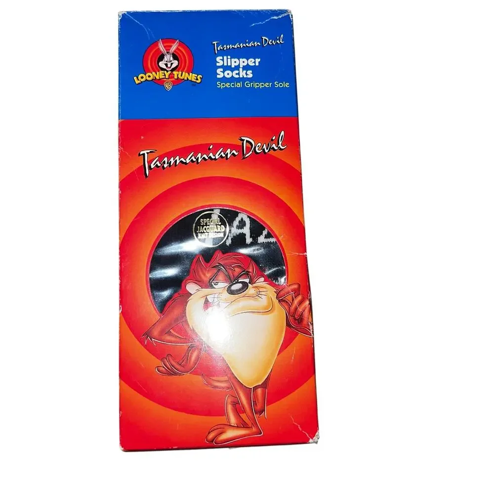 Tasmanian Devil Vintage Looney Tunes 1997 grip Slipper Socks Vintage adult OS